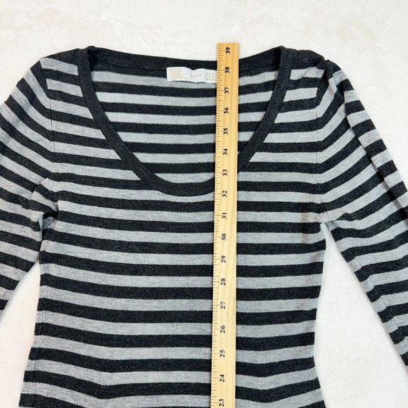 Zara Women's M Striped Midi Long Sleeve Pencil Bodycon Dress - Casual Fashion - Picture 13 of 14